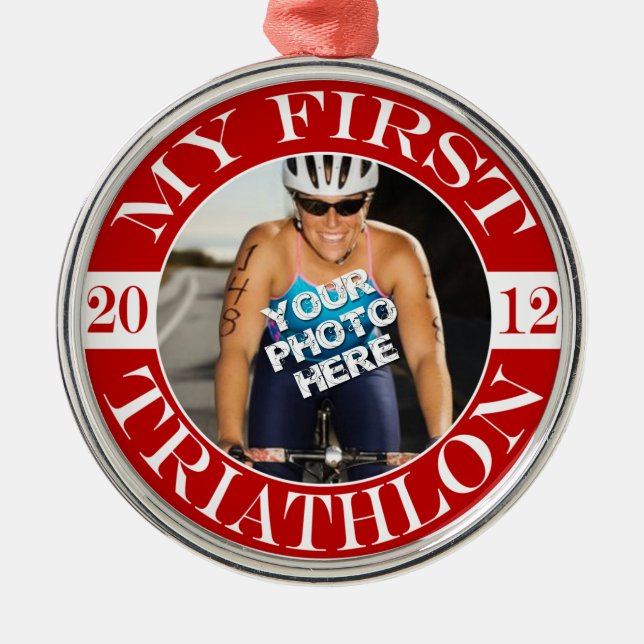Ornamento De Metal Meu primeiro Triathlon - 2012 (Frente)