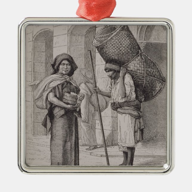 Ornamento De Metal Mexicano Tortillera e vendedor da esteira da palha (Frente)