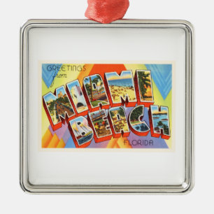 Ornamento De Metal Miami Beach Flórida FL Antiga Viagens vintage Sou