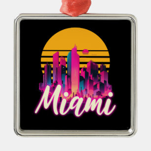 Ornamento De Metal Miami no pôr do sol