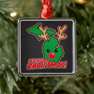 Ornamento De Metal Michigan Christmas Reindeer