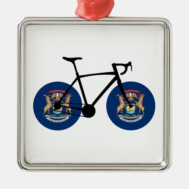 Ornamento De Metal Michigan Flag Cycling (Frente)