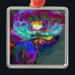 Ornamento De Metal Midnight Purple Poppy watercolor painting<br><div class="desc">romantic abstract purple and teal watercolor poppy painting by H Cooper</div>