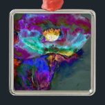 Ornamento De Metal Midnight Purple Poppy watercolor painting<br><div class="desc">romantic abstract purple and teal watercolor poppy painting by H Cooper</div>