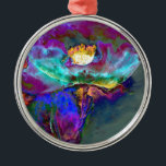 Ornamento De Metal Midnight Purple Poppy watercolor painting<br><div class="desc">romantic abstract purple and teal watercolor poppy painting by H Cooper</div>