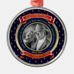 Ornamento De Metal Milestone Birthday Dourado Foto 80 Oitavo Azul Ver