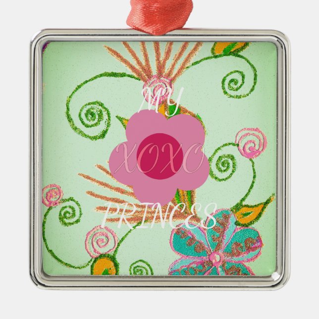 Ornamento De Metal Minha XOXO Pequena Princesa Design (Frente)