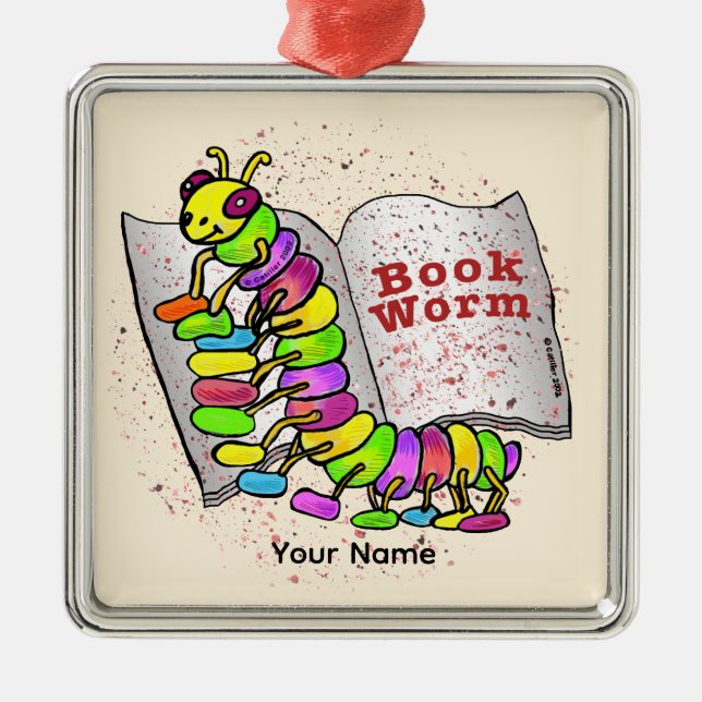 Ornamento De Metal Minhoca de Livro (Frente)