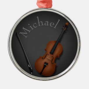 Ornamento De Metal Miniatura Cello e Dentro Arco personalizado