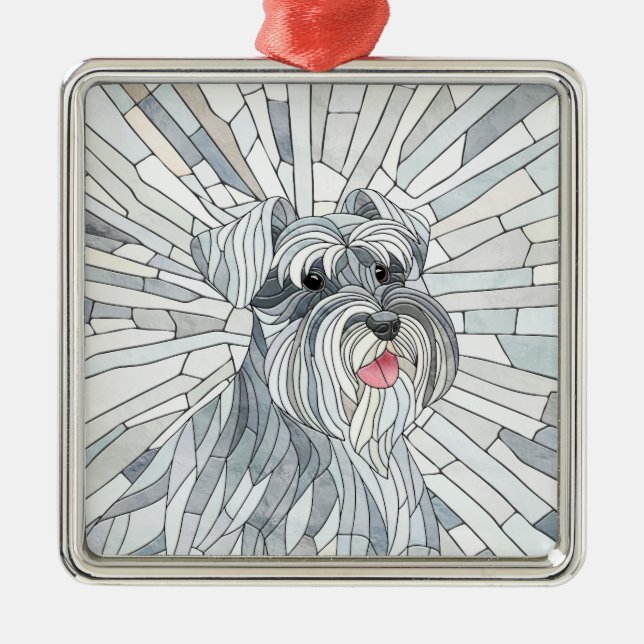 Ornamento De Metal Miniatura Schnauzer - Arte do Mosaico (Frente)