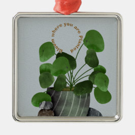 Ornamento De Metal Minimalist Money Plant - Premium Square Ornament
