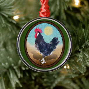 Ornamento De Metal Minorca Rooster Vintage Oval