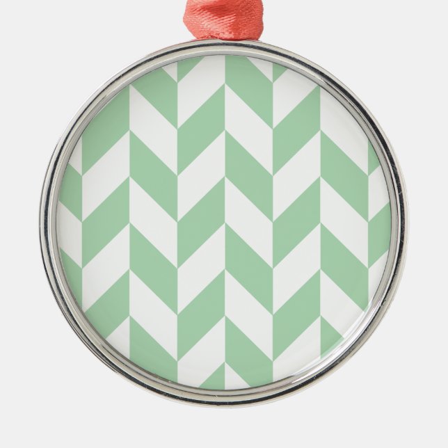 Ornamento De Metal Mint Green Herringbone Pattern (Frente)