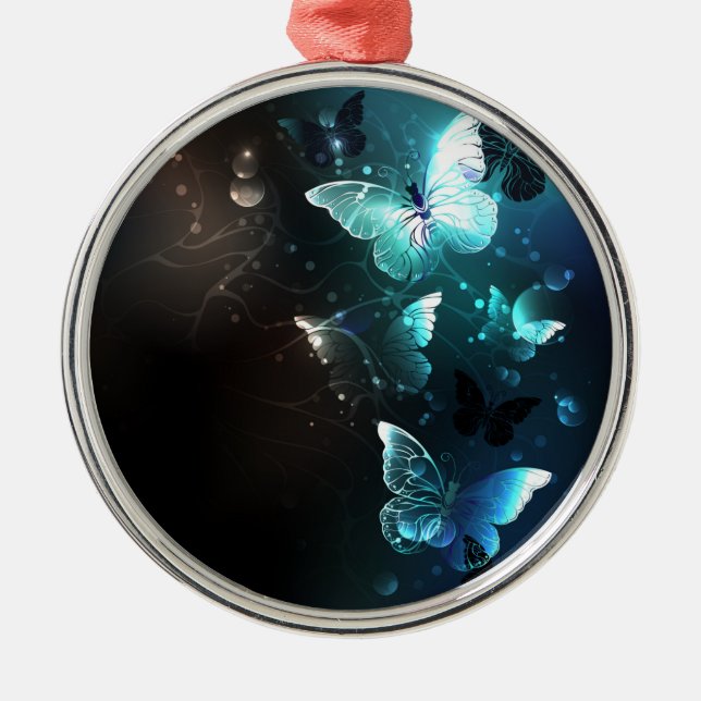 Ornamento De Metal Mint Night Butterflies (Frente)