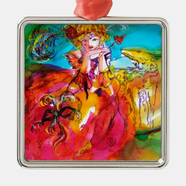 Ornamento De Metal MIRANDOLINA ,Venetian Carnival Mask (Frente)