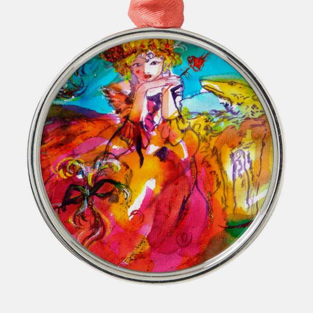 Ornamento De Metal MIRANDOLINA ,Venetian Carnival Mask (Frente)