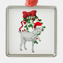 Ornamento De Metal Mistletoe Goat Ornament