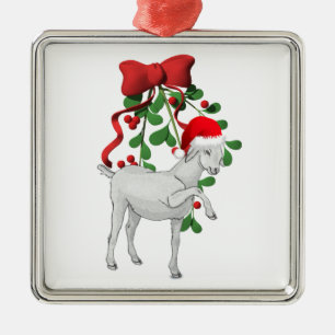 Ornamento De Metal Mistletoe Goat Ornament