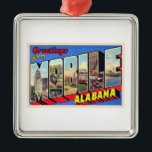 Ornamento De Metal Mobile Alabama AL Vintage - Letra grande postal 1<br><div class="desc">Mobile Alabama AL Vintage - Letra grande postal 1</div>
