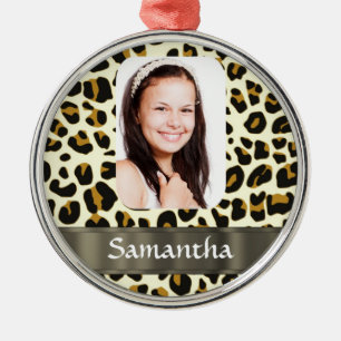 Ornamento De Metal Modelo personalizado de foto de impressão leopardo