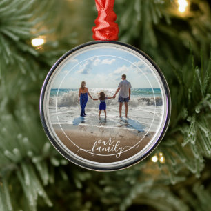Ornamento De Metal Modelo Personalizado de Fotografia Nosso Texto Da