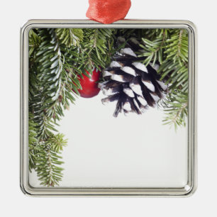 Ornamento De Metal Modelo vermelho da baga do cone do pinho da