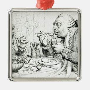 Ornamento De Metal Moderação que aprecia uma refeição frugal