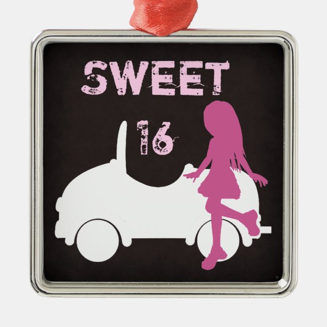 Ornamento De Metal Modern Sweet 16 Silhouette Ornament (Frente)