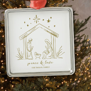Ornamento De Metal Moderno Natal Natividade paz amor religioso
