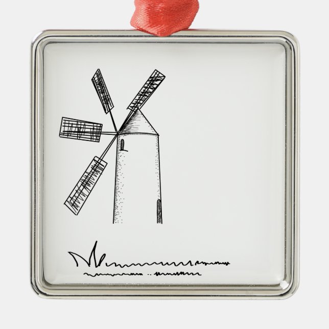 Ornamento De Metal moinho em fundo branco (Frente)