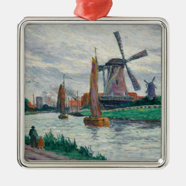 Ornamento De Metal Moinhos de vento na Holanda (Países Baixos) (Frente)