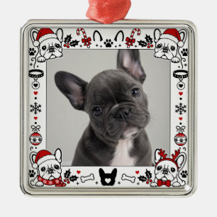 Ornamento De Metal Moldura de Foto de Bulldog Francês Cachorro Fofo