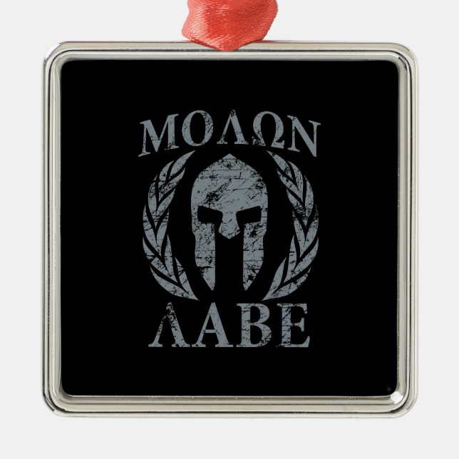 Ornamento De Metal Molon Labe Grunge Spartan Armor (Frente)