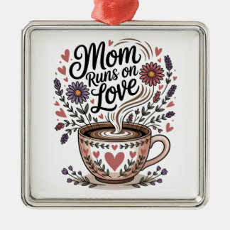Ornamento De Metal Mom Runs On Love
