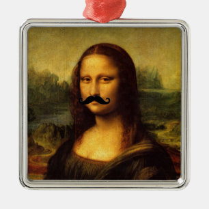 Ornamento De Metal Mona Lisa Com bigode