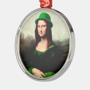 Ornamento De Metal Mona Lisa Dia de São Patrício Trevo