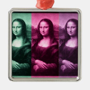 Ornamento De Metal Mona Lisa Green Pink Purple