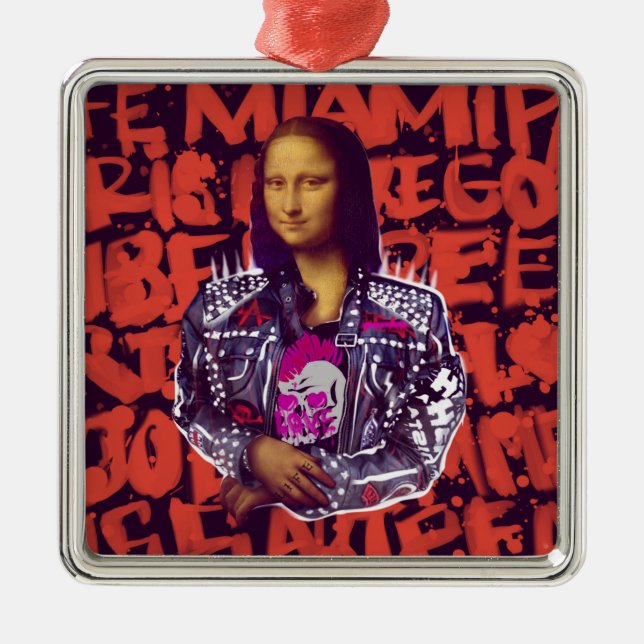Ornamento De Metal Mona Lisa Punk Art (Frente)