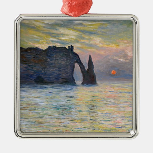 Ornamento De Metal Monet - Manneport, Cliff em Etretat, Sunset (Frente)