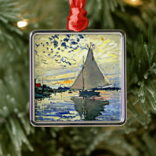 Ornamento De Metal Monet - Navio de vela na le Petit Gennevilliers
