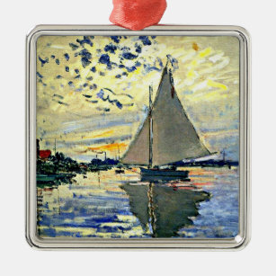 Ornamento De Metal Monet - Navio de vela na le Petit Gennevilliers