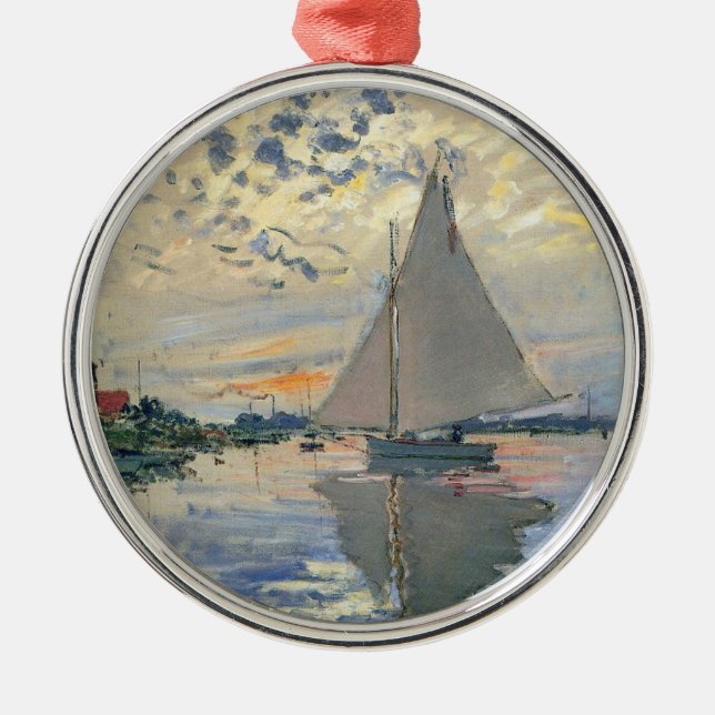 Ornamento De Metal Monet Sailboat French Impressionism Classic Art (Frente)