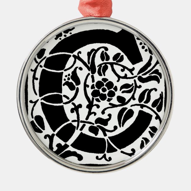 Ornamento De Metal Monograma C inicial. Padrão Personalizado de Nome  (Frente)