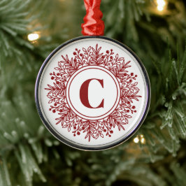 Ornamento De Metal Monograma de Floco de Neve Natalino Personalizado