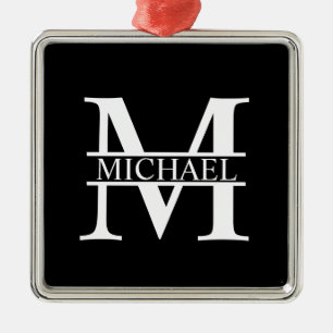 Ornamento De Metal Monograma e Nome Personalizados