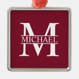 Ornamento De Metal Monograma e Nome Personalizados