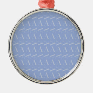Ornamento De Metal Monograma - Letra inicial A, azul