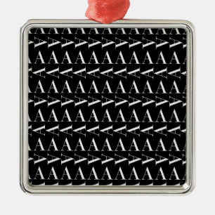 Ornamento De Metal Monograma - Letra Inicial A, Escolher Cor de Fundo