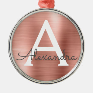 Ornamento De Metal Monograma Metálico Dourado Rosa Rosa Rosa Rosa Ros