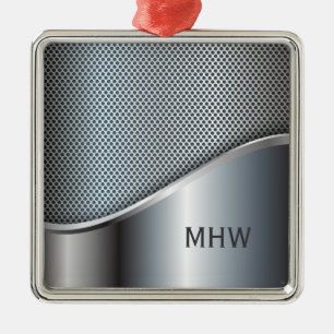 Ornamento De Metal Monograma personalizado de aparência metálica